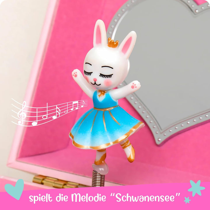 Giggle & Honey Musikalisches Schmuckkästchen für Kinder – Kinderspieluhr mit drehendem Tierballerina