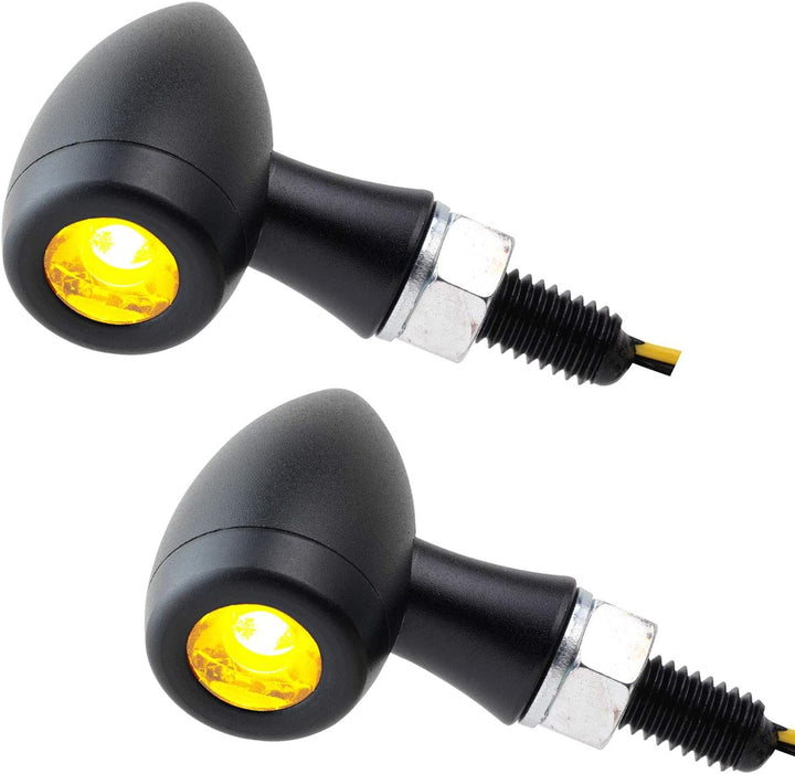 LED Motorrad Mini Blinker Bullet Bates-Style Chopper Custom Caferacer schwarz (1 Paar)
