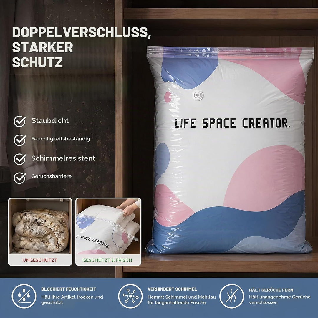 Vakuumbeutel Ohne Pumpe, 4 Pack Vakuumbeutel fur Kleidung, Vacuum Bags for Clothing, No-Pump Vacuum