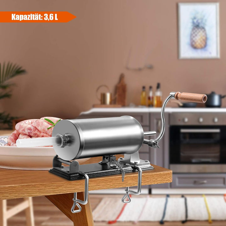 GOPLUS Wurstfüller aus Edelstahl, Wurstfüllmaschine Wurstmaschine Manuell, Wurstpress mit 4 Verschie