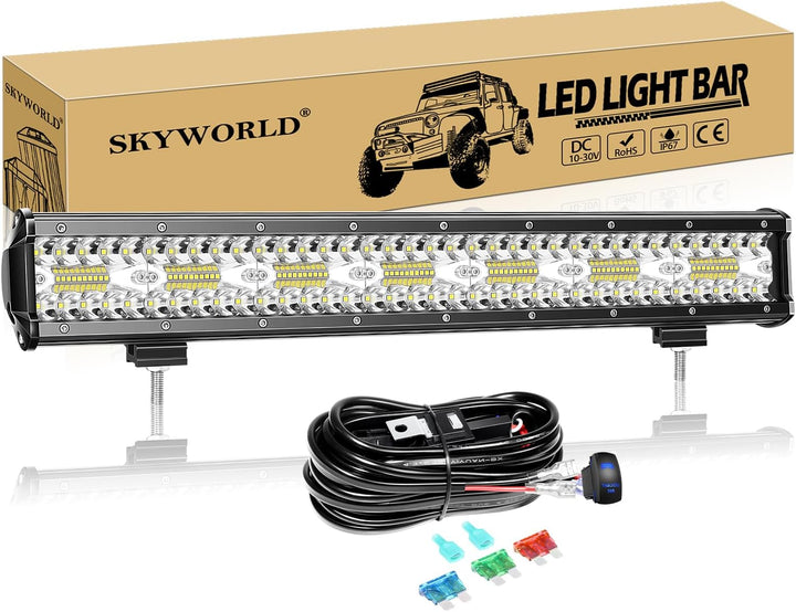 SKYWORLD LED Arbeitsscheinwerfer Bar 20 Zoll 420W weiss LED Scheinwerfer Arbeitslicht Zusatzscheinwe