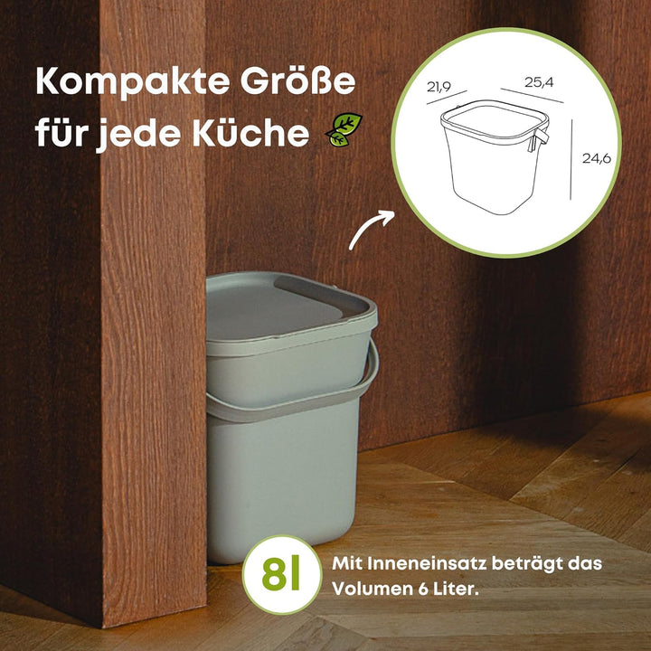 Urbalive Design Biomülleimer Küche 8L mit herausnehmbarem Sieb - Komposteimer Küche mit Deckel - Kle