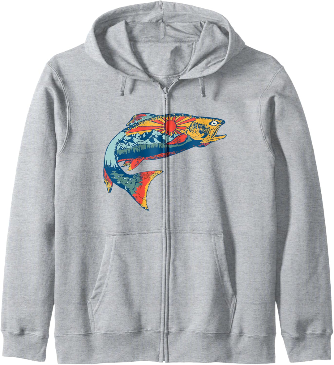 Trout Outdoor Illustration Series - Mountains Gray Kapuzenjacke