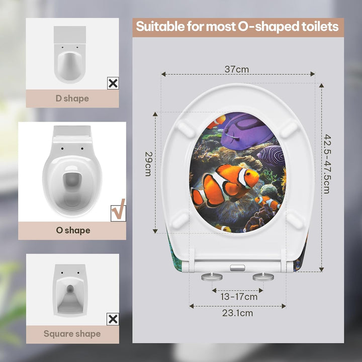 Toilettendeckel, WC Sitz mit Absenkautomatik, Klodeckel mit Schnellverschluss, 360° verstellbaren Sc