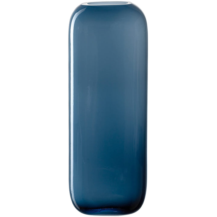 Leonardo Milano, Blumenvase aus blau gefärbtem Glas, handgefertigte Glasvase in modernem Design, Höh
