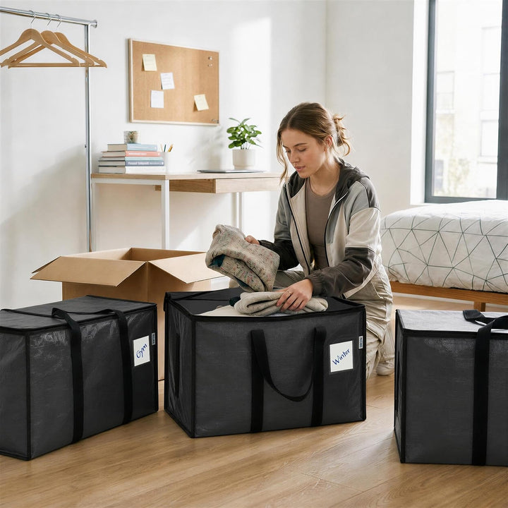 Harbour Housewares Grosse Robuste Umzugstaschen - 90L - Anthrazit