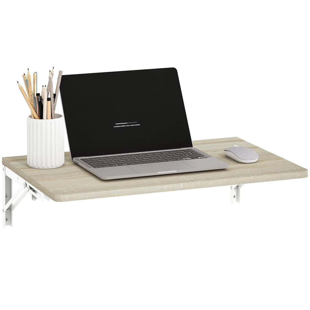 HOMCOM Wandklapptisch, 60x40 cm Klapptisch, Platzsparender Schwimmender Schreibtisch mit abgerundete