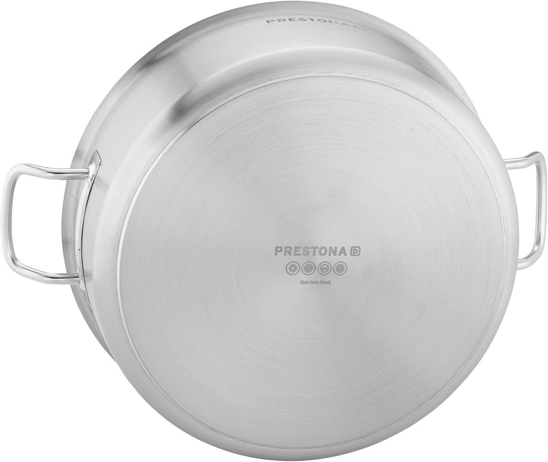 TECHNICA PRESTONA Topf Induktion 5,8 l – Kochtopf aus Edelstahl ⌀280 mm mit Deckel – Dreischichtbode
