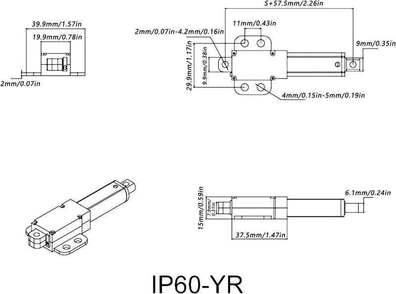 100mm 12V Linearaktuator, Linearantrieb Schubstange Geräuscharmer Kurzschlussschutz Elektrischer Min