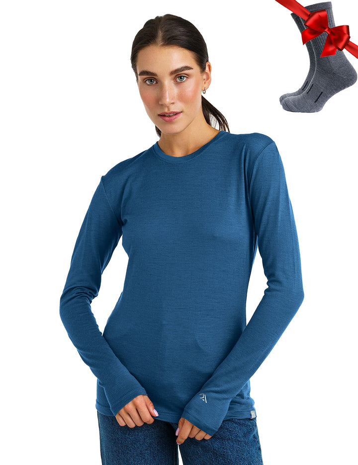 Merino.tech Merino Shirt Damen Langarm - Premium 100% Merino Unterwäsche Damen Langarmshirt, Sportun