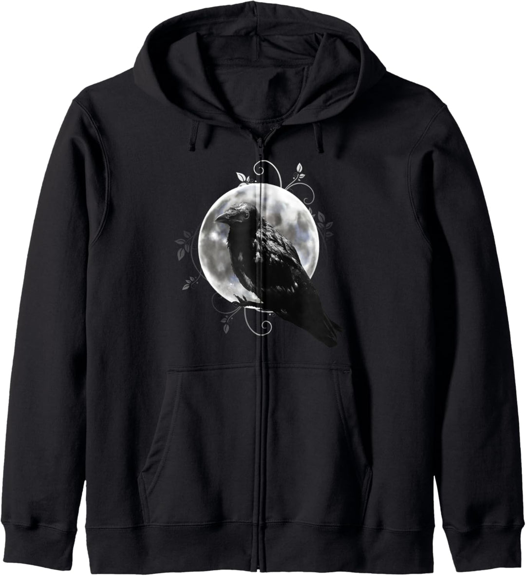 Schwarzer Rabe mit Mond. Occult Halloween Design. Geschenk. Kapuzenjacke
