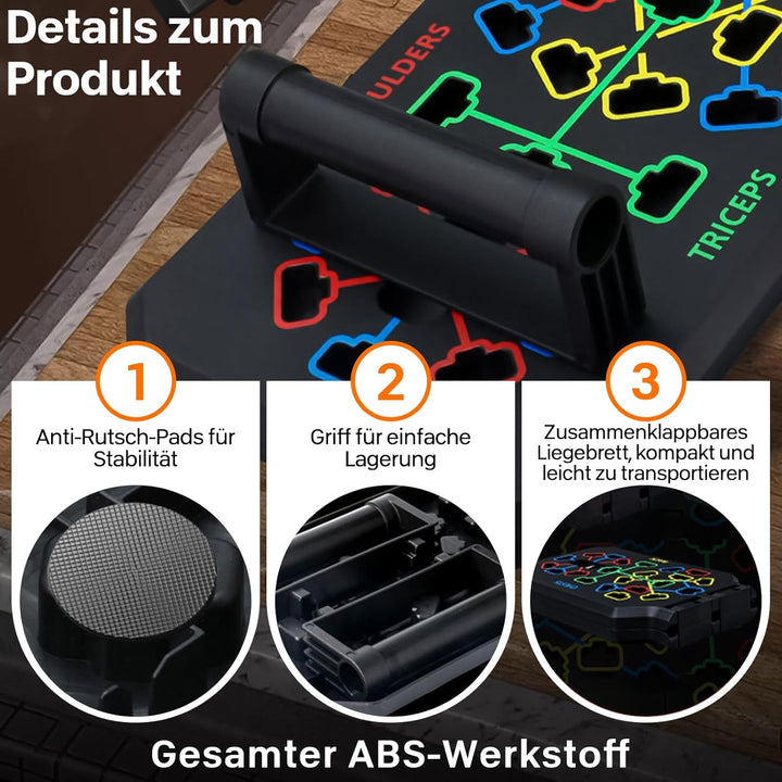 12 in 1 Faltbare Liegestütze Brett mit Handgriff für Muskeltraining Effektiv Formen,Push Up Board fü