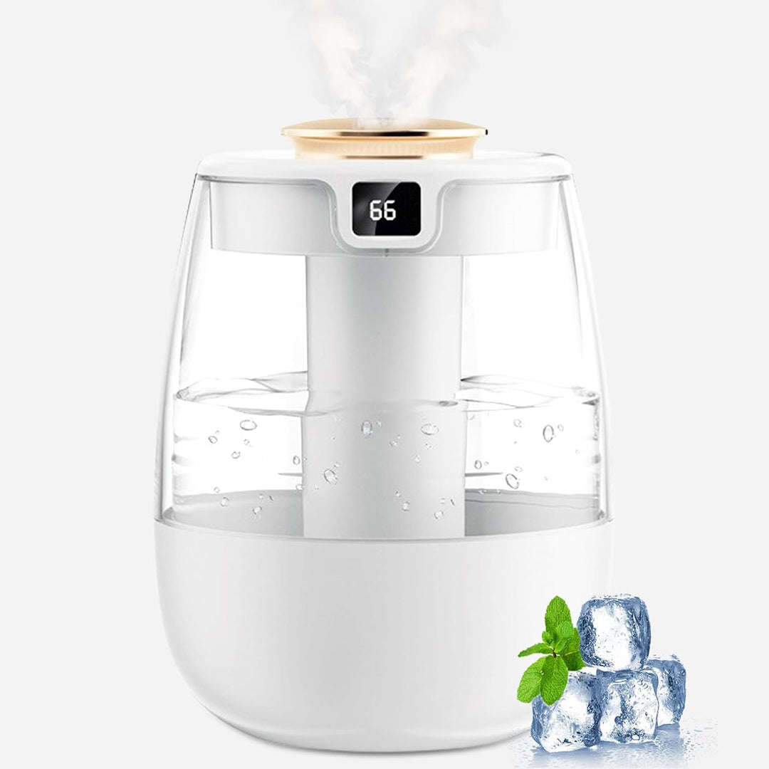 Luftbefeuchter, 1L Leise Humidifier mit 2 Loch, Luftbefeuchter mit leiser USB-Digitalanzeige, 2 Nebe