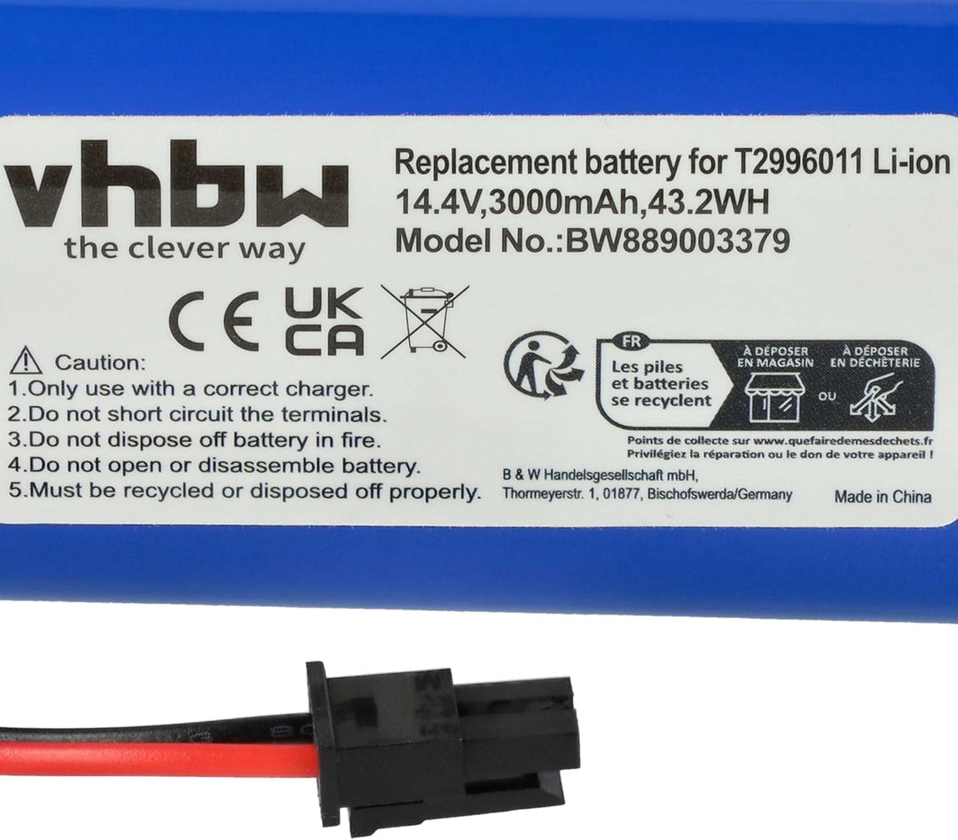 vhbw Akku kompatibel mit Eufy RoboVac LR30 HYBRID Plus, LR30 HYBRID Saugroboter (3000 mAh, 14,4 V, L
