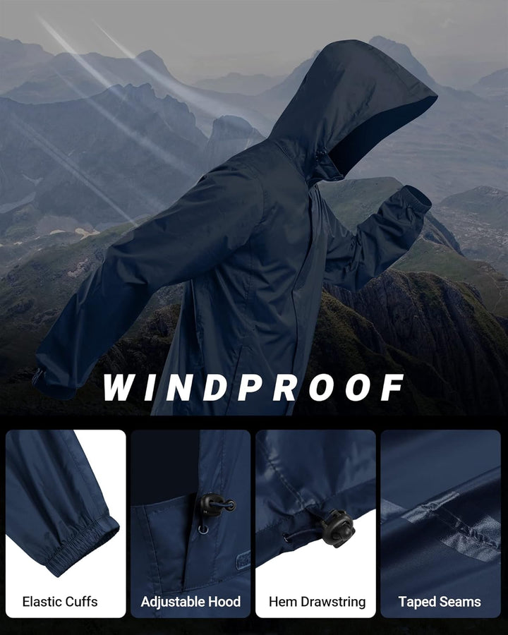 Outdoor Ventures Regenjacke Herren Wasserdicht Ultraleichte Dünne Faltbare Regenmantel Atmungsaktiv