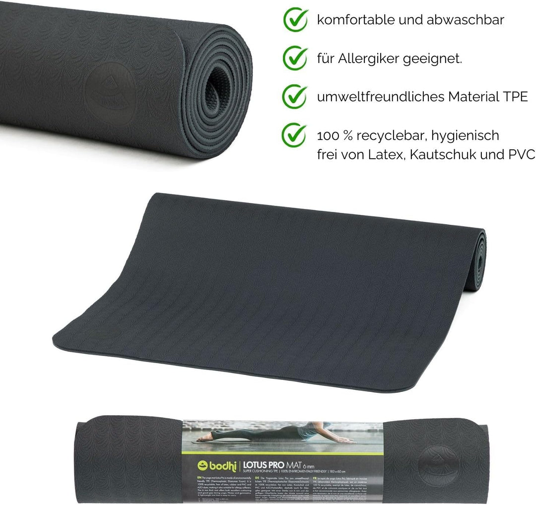 Yogamatte LOTUS PRO, auch für Gymnastik, Pilates und Fitness, weiche und rutschfeste TPE Matte, hypo