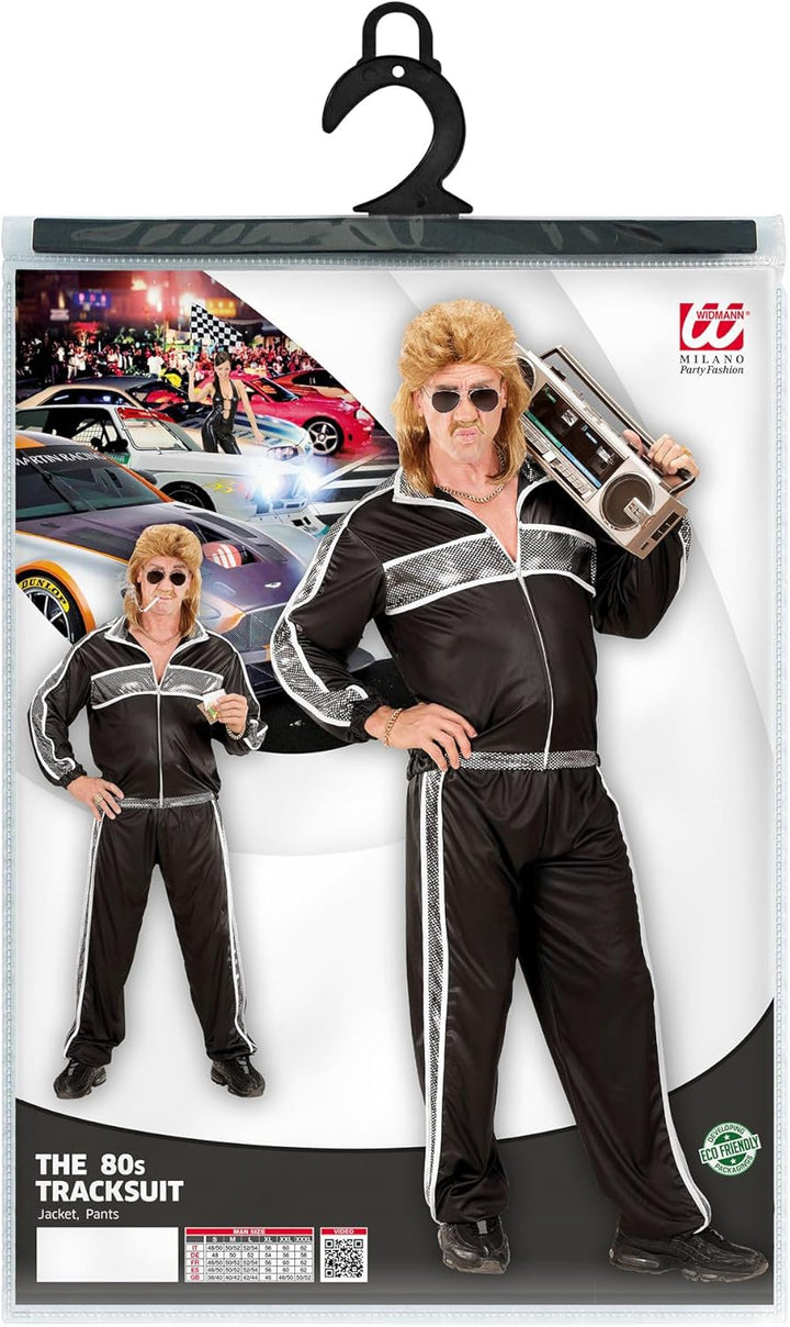 W WIDMANN MILANO Party Fashion - Kostüm Trainingsanzug, Jacke und Hose, 80er Jahre Outfit, Joggingan
