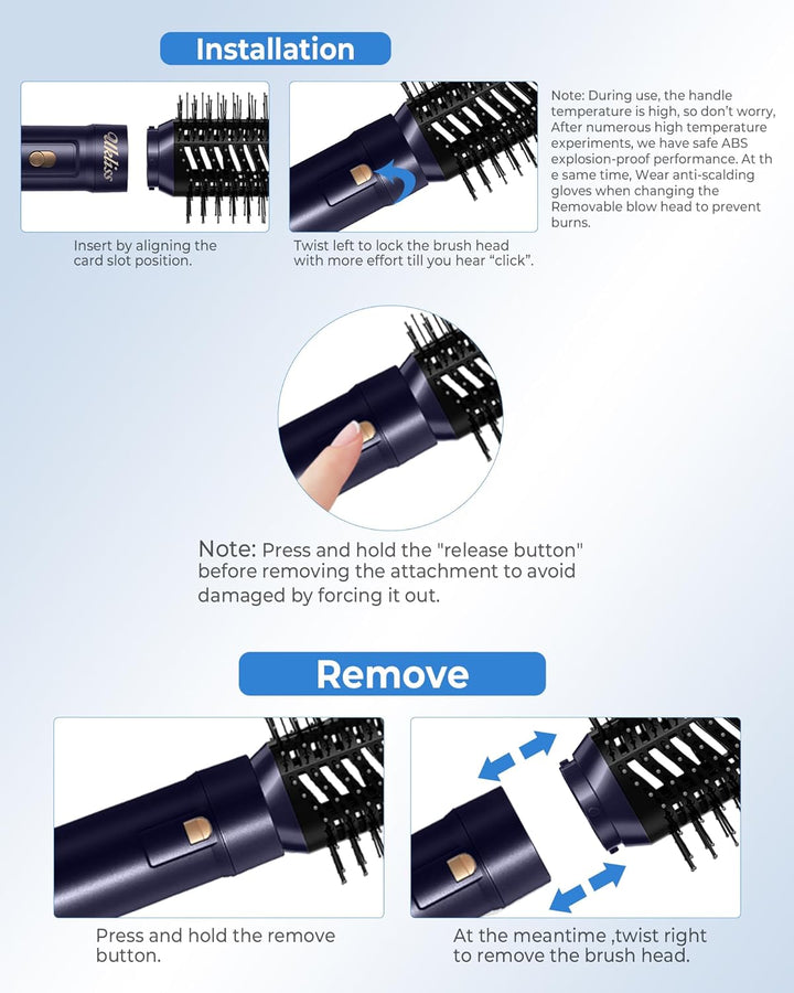 UKLISS 6 in 1 Hairstyler, Haarstyler & Haartrockner Set mit Warmluft Lockenbürste Automatisch, Hair