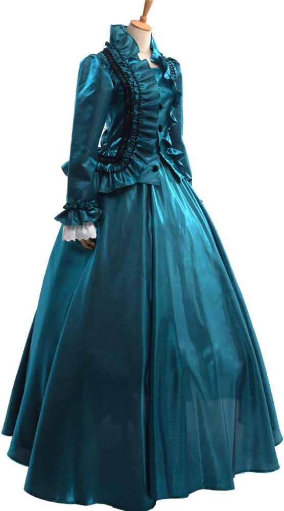 GRACEART Damen Gothic Viktorianisches Kleid Renaissance Maxi Kostüm (XL, Grün) XL Grün, XL Grün