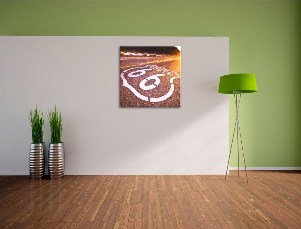 Pixxprint Einsame Strasse, Format: 70x70 auf Leinwand, XXL riesige Bilder fertig gerahmt mit Keilrah