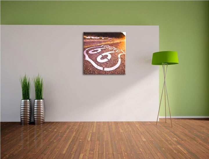 Pixxprint Einsame Strasse, Format: 70x70 auf Leinwand, XXL riesige Bilder fertig gerahmt mit Keilrah