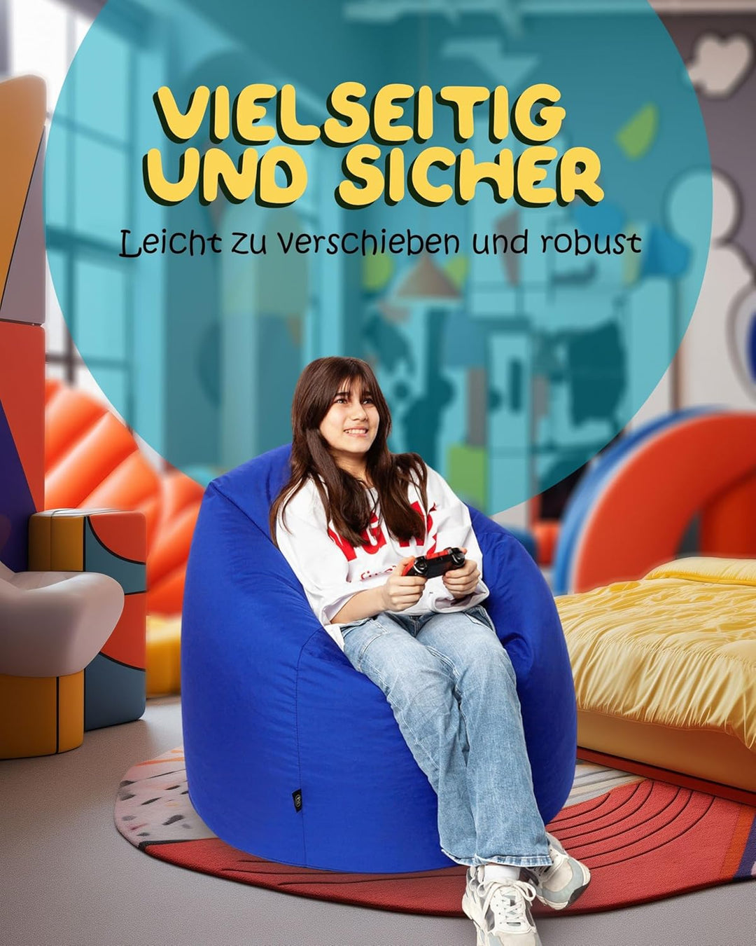 PATCH HOME Patchhome Sitzsack Tropfenform mit Reissverschluss Nachfüllbar - für In &amp; Outdoor - mit S