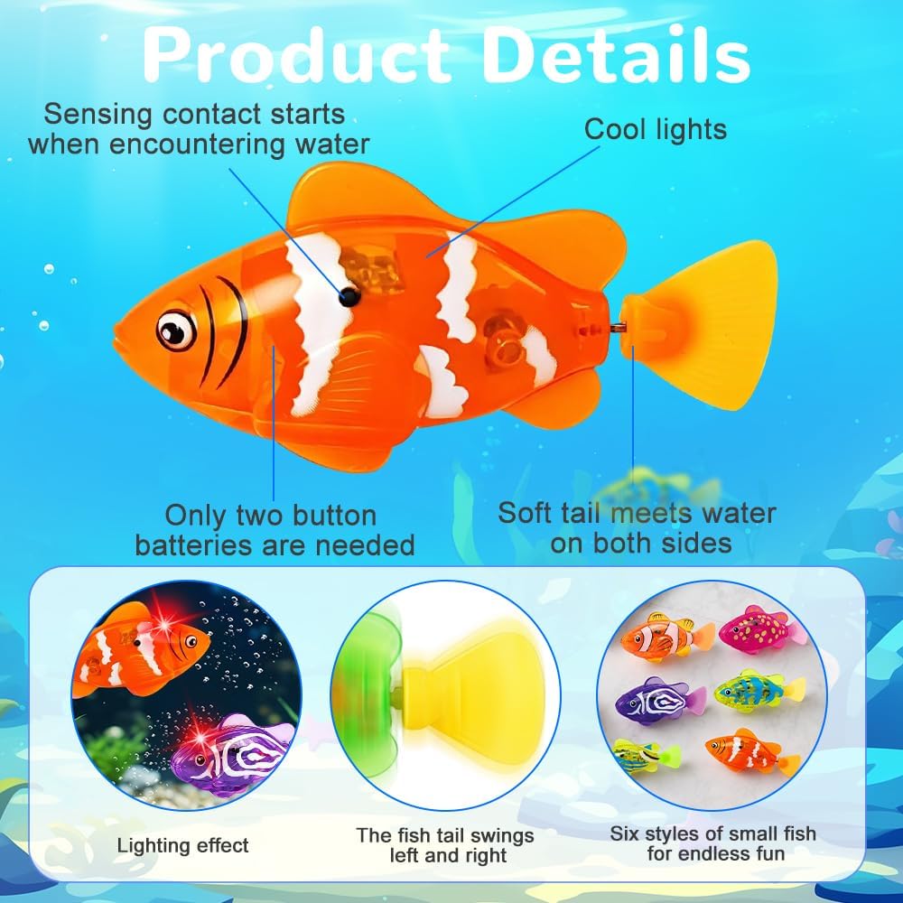 6 Stück Robo Fish, Elektronische Fisch mit Licht,