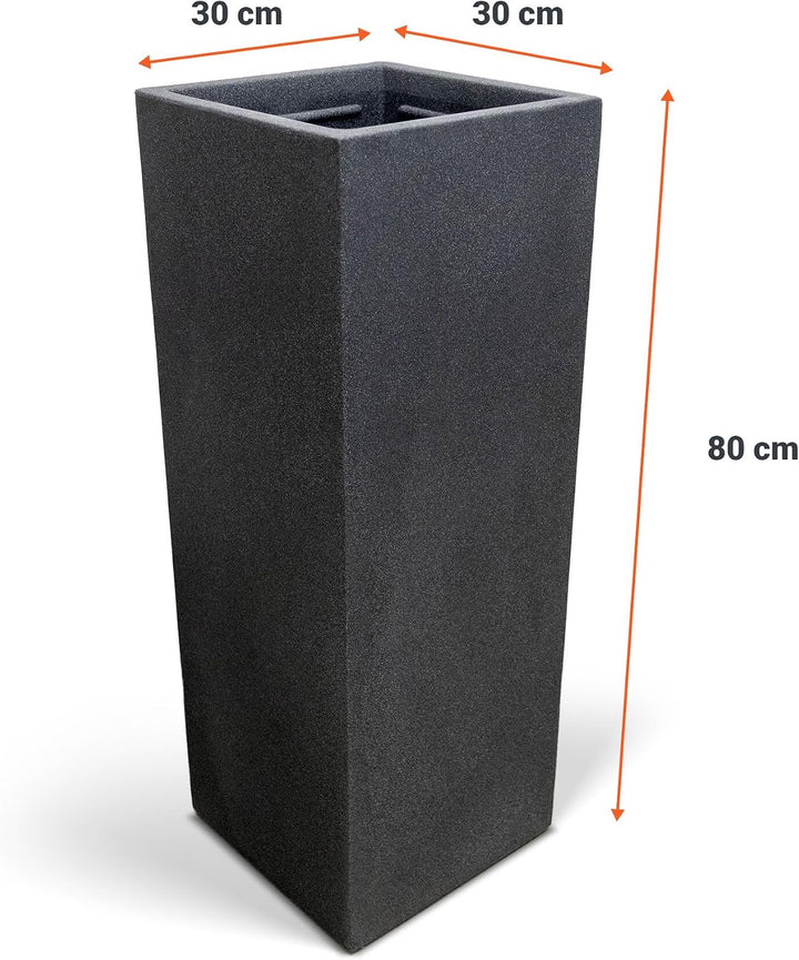 Spetebo XXL Kunststoff Pflanzkübel anthrazit 80 cm - Übertopf eckig - Blumenkübel Pflanzkasten Pflan