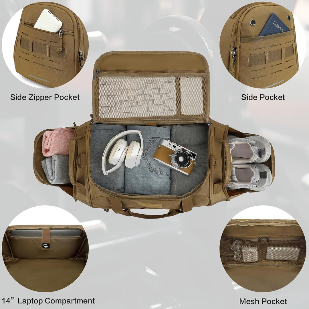 Taktische Sporttasche Herren 45L Reisetasche Mittelgross mit Schuhfach und Laptopfach Leicht Trainin
