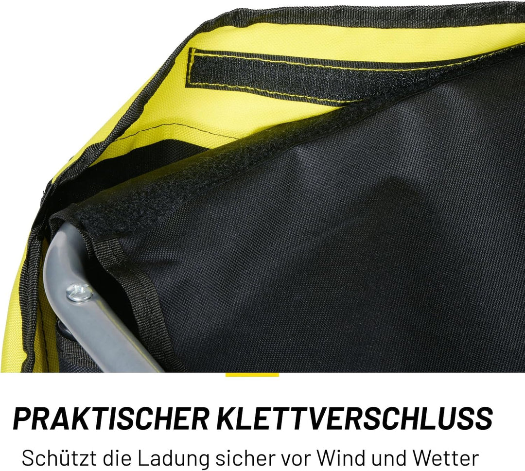 DUNLOP Fahrradanhänger – Lastenanhänger mit Reflektoren und verstellbarem Regenschutz – Gelb