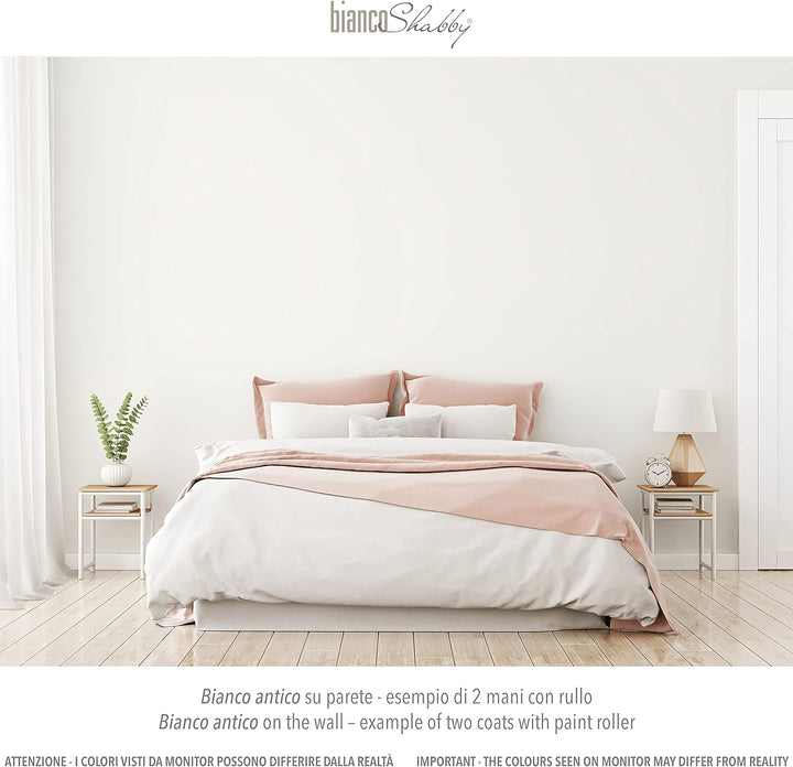 bianco Shabby® Bianco Antico Kreidefarbe Wasserbasis für Alle Oberflächen einfach zu verarbeiten ohn