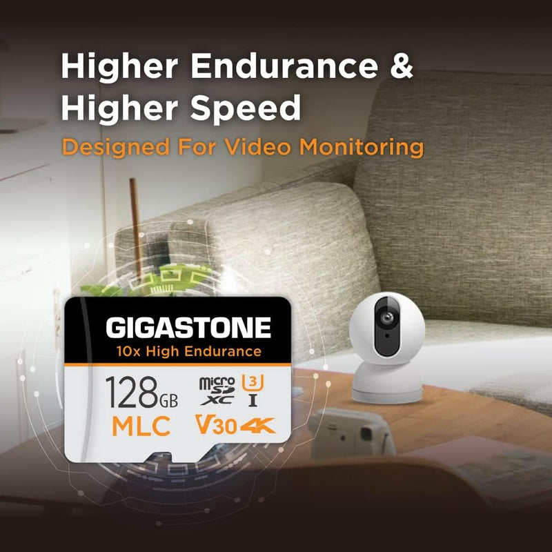 [10x High Endurance] Gigastone MLC 128GB 2er-Pack Industrial MicroSDXC Karte mit Adapter,100/80 MB/s