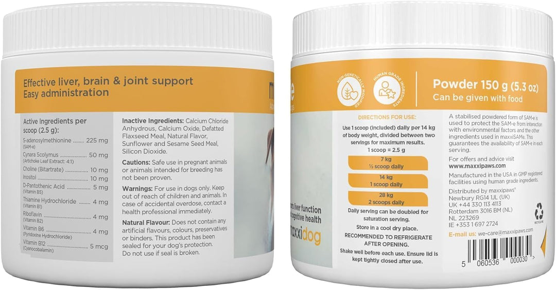 maxxipaws - maxxiSAMe SAM-e Ergänzungsfutter für Hunde -Unterstützung der Leberfunktion & Kognitiver