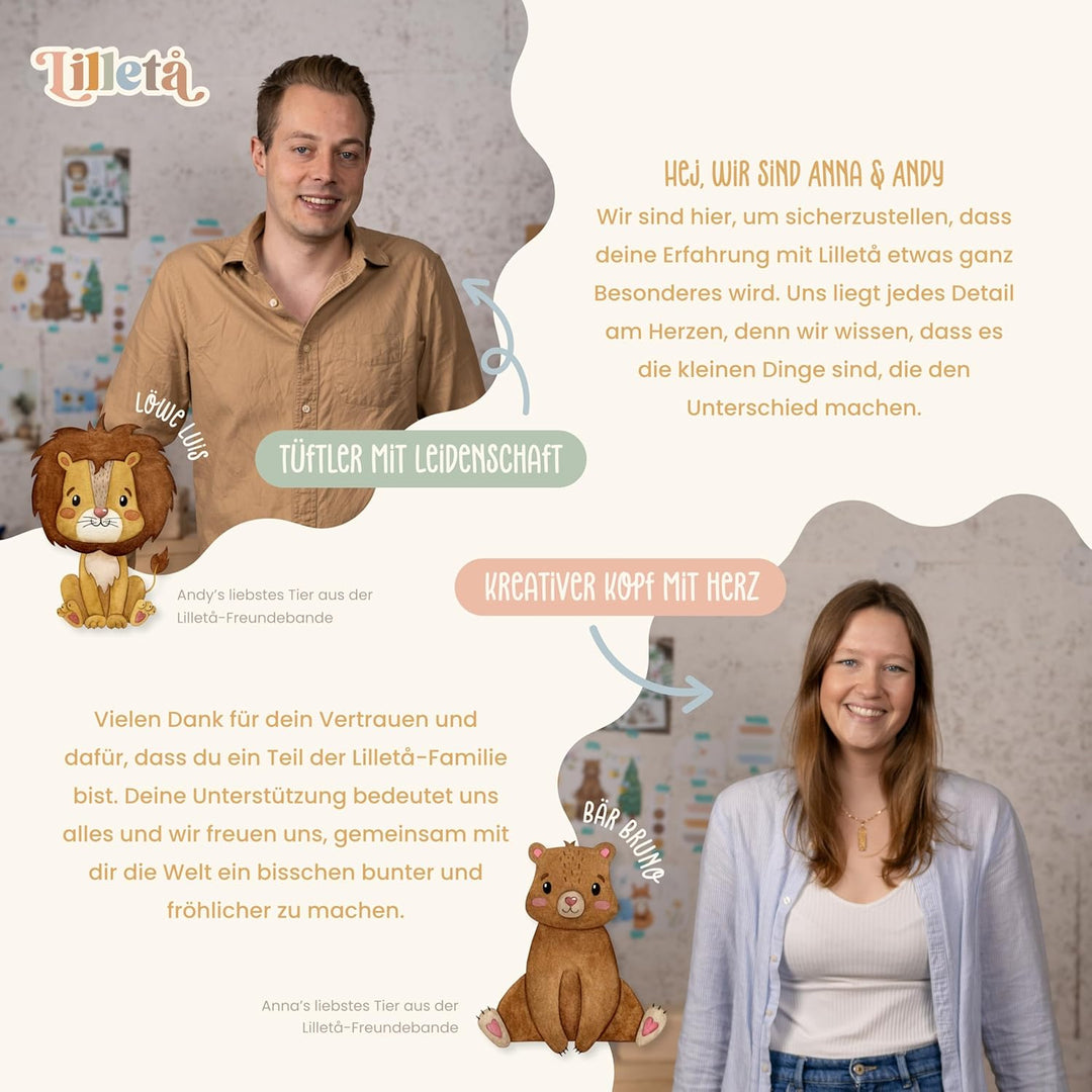 Lilletå ® Personalisiertes Holzbrett Tiergruppe - Individuelles Frühstücksbrettchen mit Hochwertigem