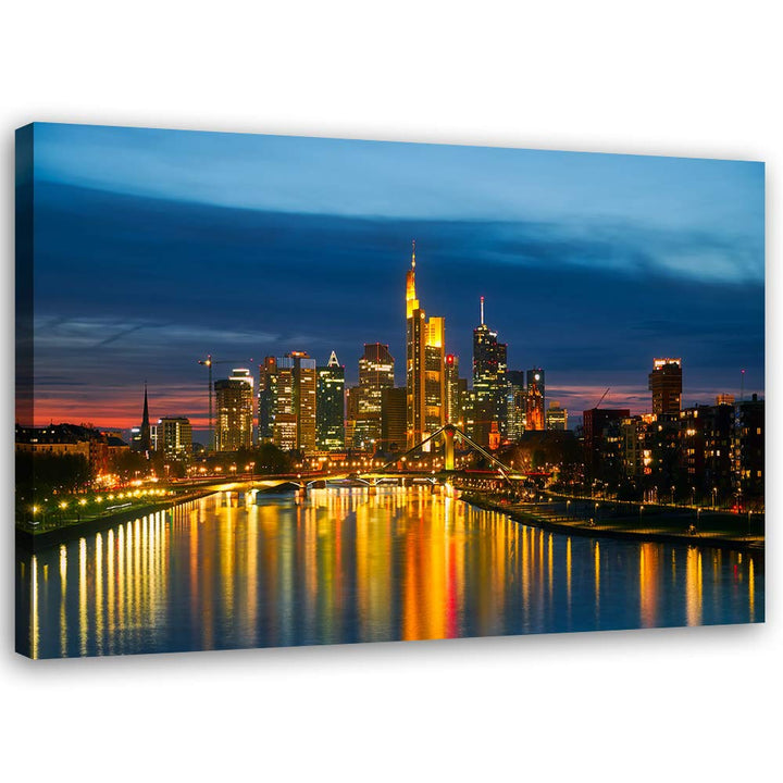 Feeby Leinwandbild Architektur Bild Kunstdruck Stadt Blau 70x50 cm Leinwandbild 70x50 cm Blau_b, Lei