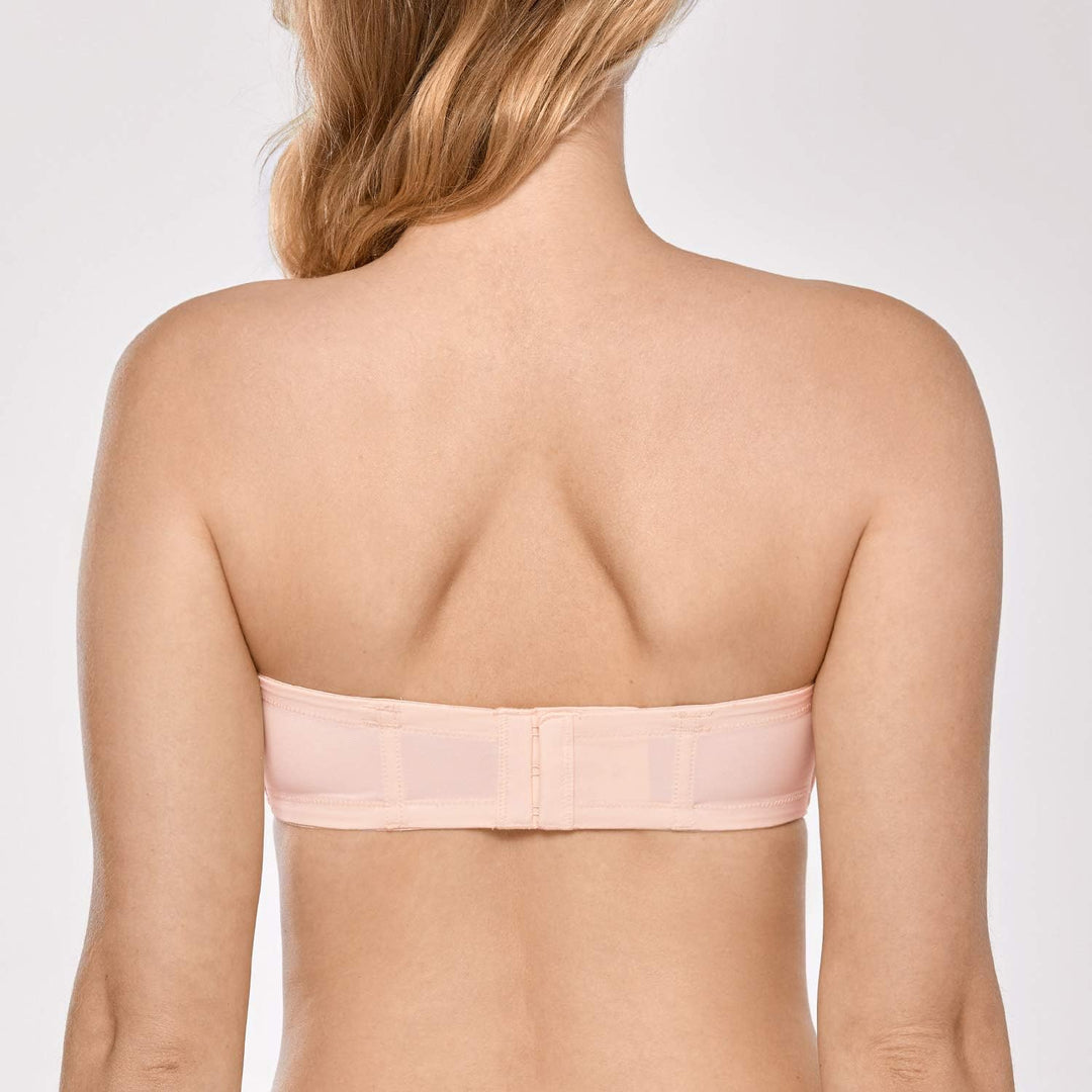 DELIMIRA Damen Trägerloser BH mit bügel Grosse Grössen Seamless Dirndl BH mit Geformte Cups 75B Apri