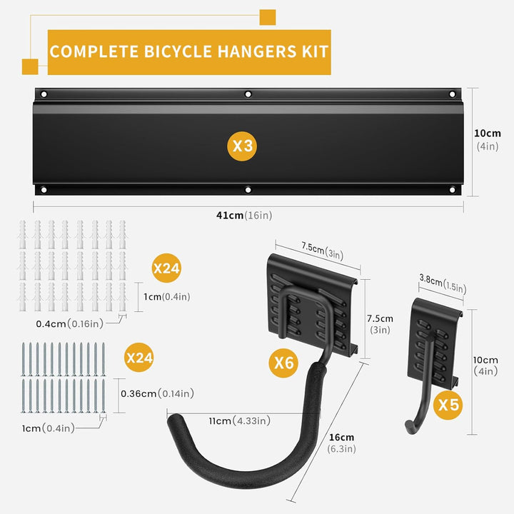 Housolution Fahrradregal 48Inch für 6 Räder + 5 Helme,bis zu 500lbs, Heavy Duty Fahrradaufhängung fü