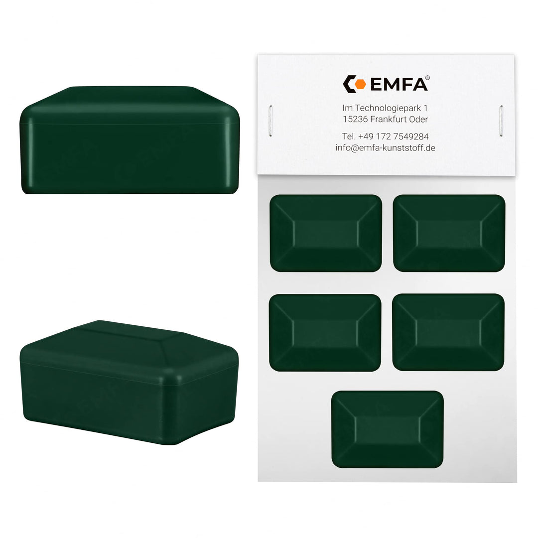 EMFA Zaunpfahlkappe rechteckig 60x80 mm Grün 5 Stück Pfostenkappen Kunststoff Pfostenkappen Abdeckka
