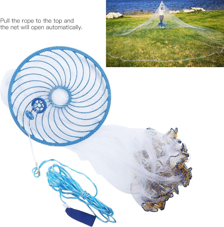 Wurfnetz Zum Fischen, Tragbares Fischernetz, Nylon Mesh Fischnetz zum Fangen von Angelnetz Angelzube