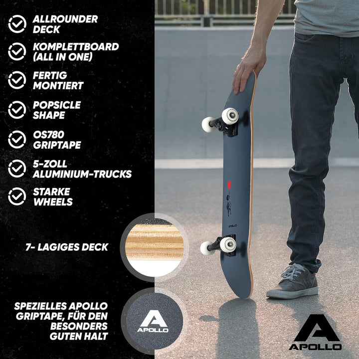 Apollo Skateboard | Cooles Kinder Skateboard und Profi Skateboard Erwachsene in Einem | 7-lagiges Sk