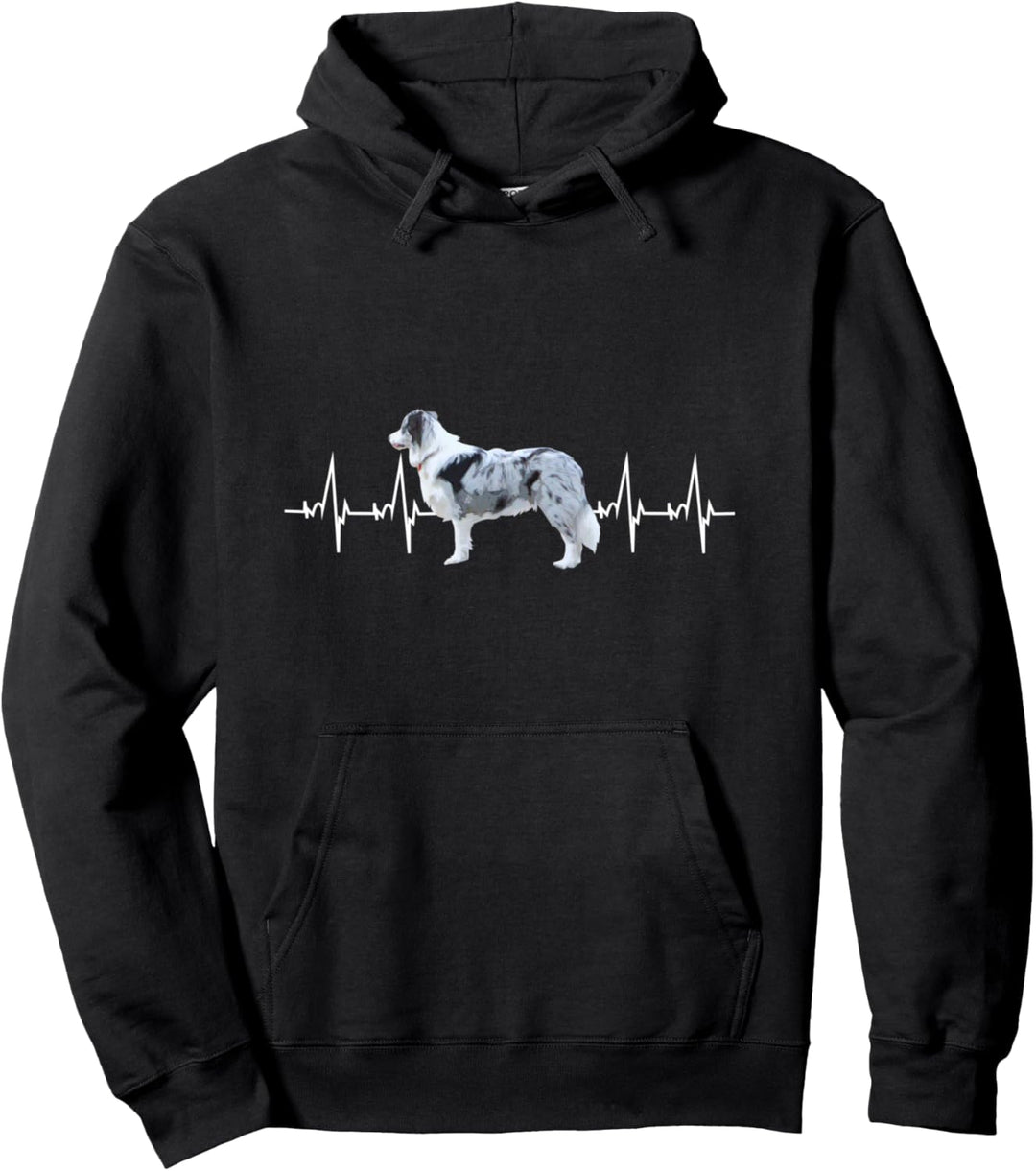 Herzschlag Pulslinie Design Border Collie Geschenk Pullover Hoodie