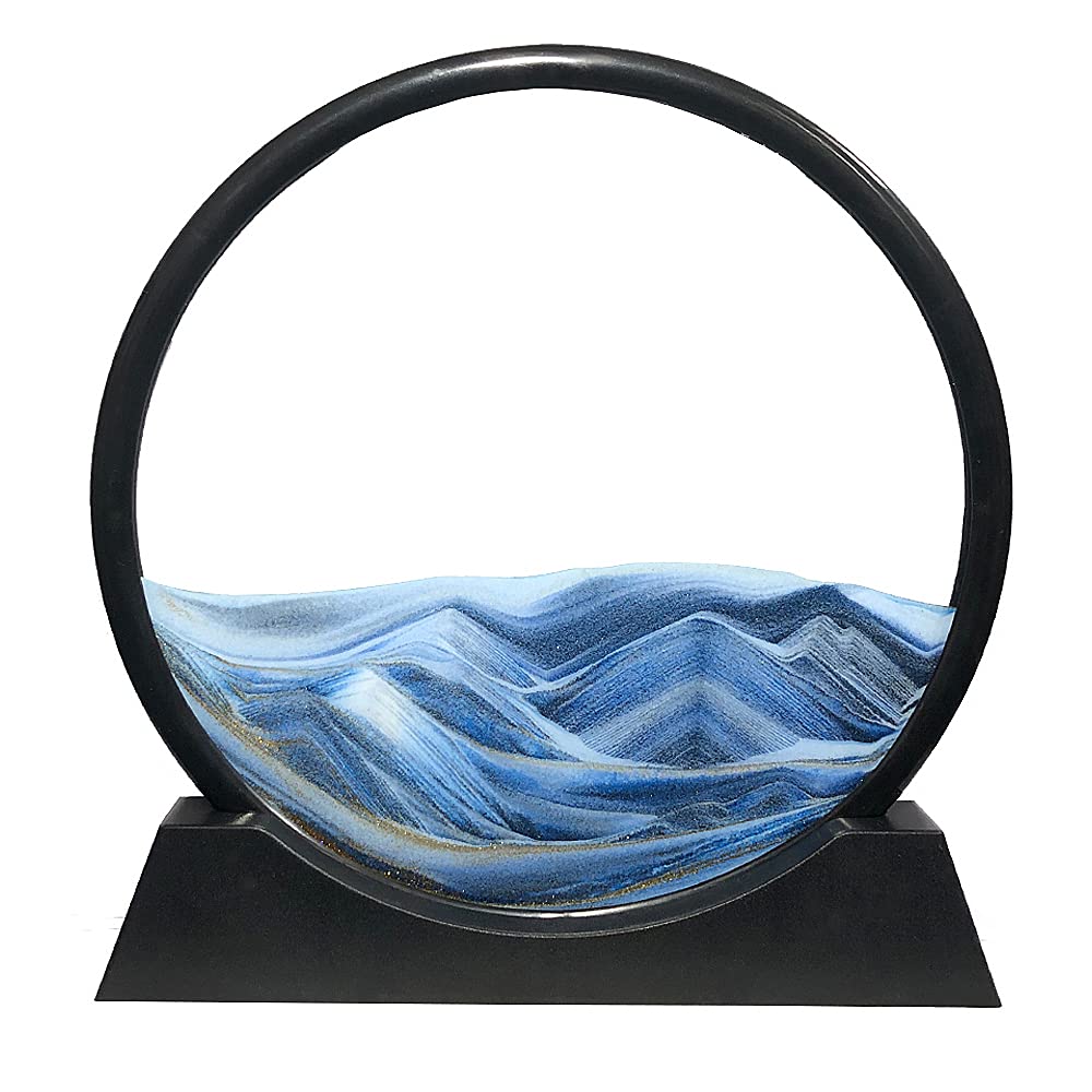 Aoderun Sandbilder Zum Drehen 3d Sanduhr Büro Deko Sand Rundes Glas Fliessender Sand Rahmen Beweglic
