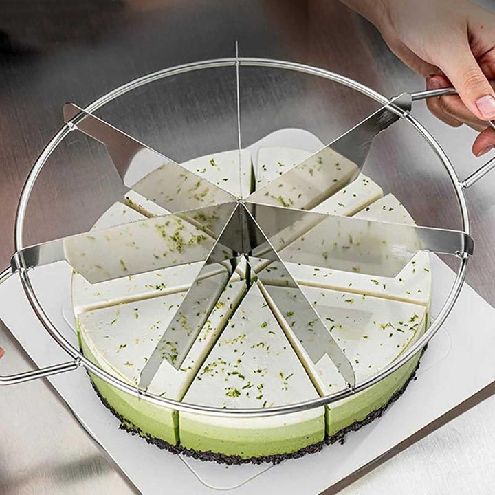 Tortenausstecher mit Edelstahl-Seitengriffen Pizzaschneider Kuchenschneidewerkzeug für 6/7/9 gleiche