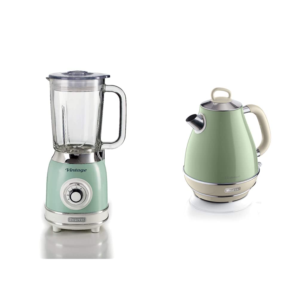 Ariete 583 Vintage, Retrò, 1000 Watt Standmixer mit Glasbehälter 1,5 Liter, grün & 2869 Vintage, ele