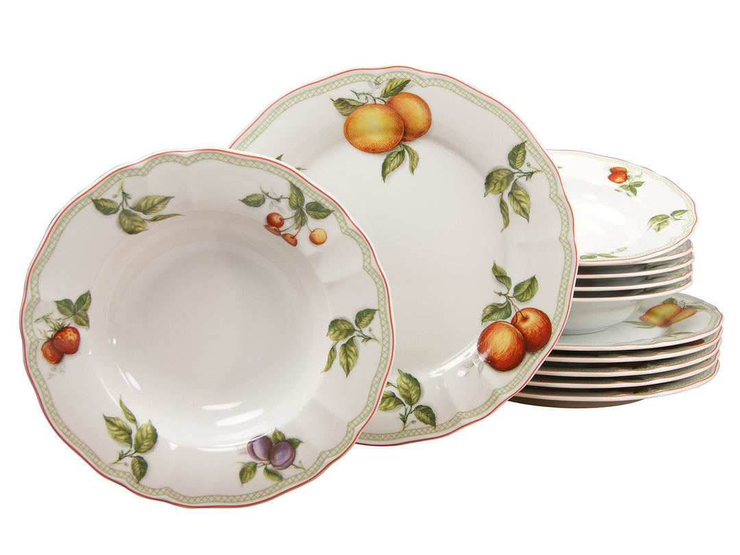 CreaTable 17031, Serie Flora Orchard, Geschirrset Tafelservice 12 teilig Tafelservice 12-tlg, Tafels