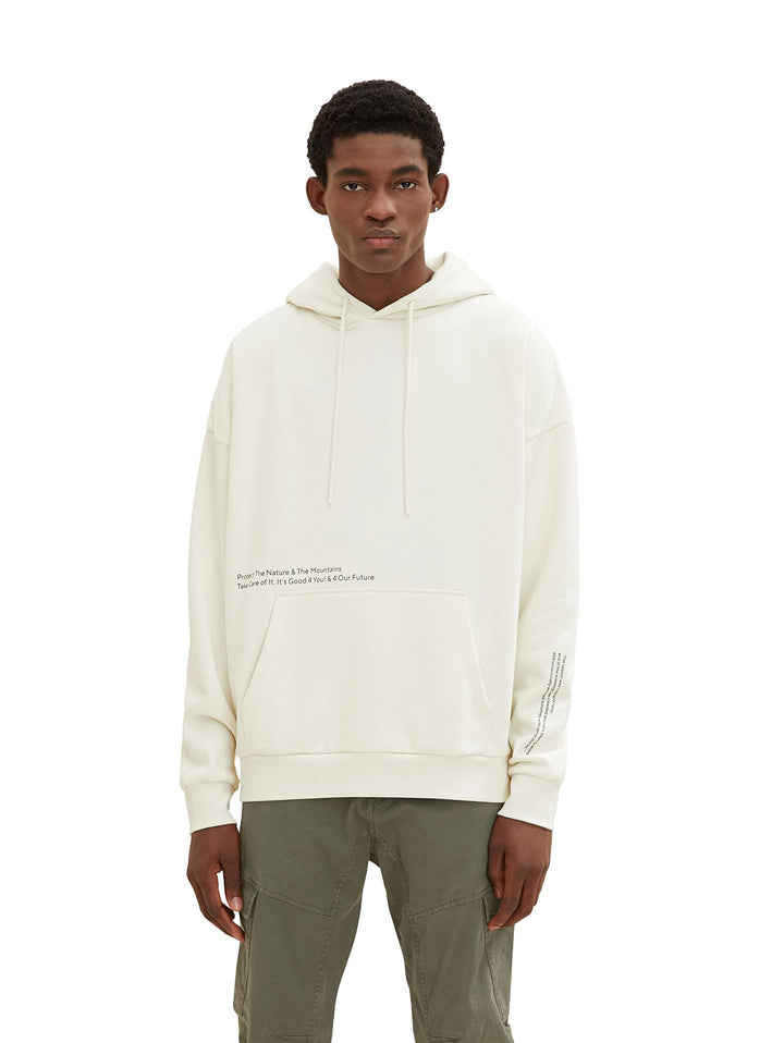 TOM TAILOR Denim Herren Oversized Hoodie Sweatshirt mit Rückenprint M 10338 - Soft Light Beige, M 10
