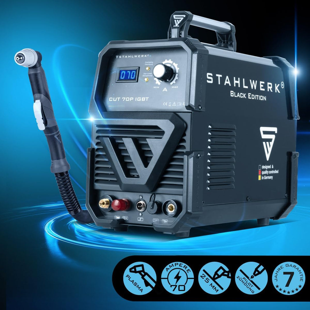 STAHLWERK CUT 70 P IGBT Vollausstattung Plasmaschneider mit 70 Ampere Pilot-Zündung bis 25 mm Schnei
