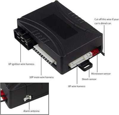 Easyguard EC202 2-Wege-Kfz-Alarmanlage mit LCD-Pager-Display, Remote-Motorstart und Mikrowellensenso