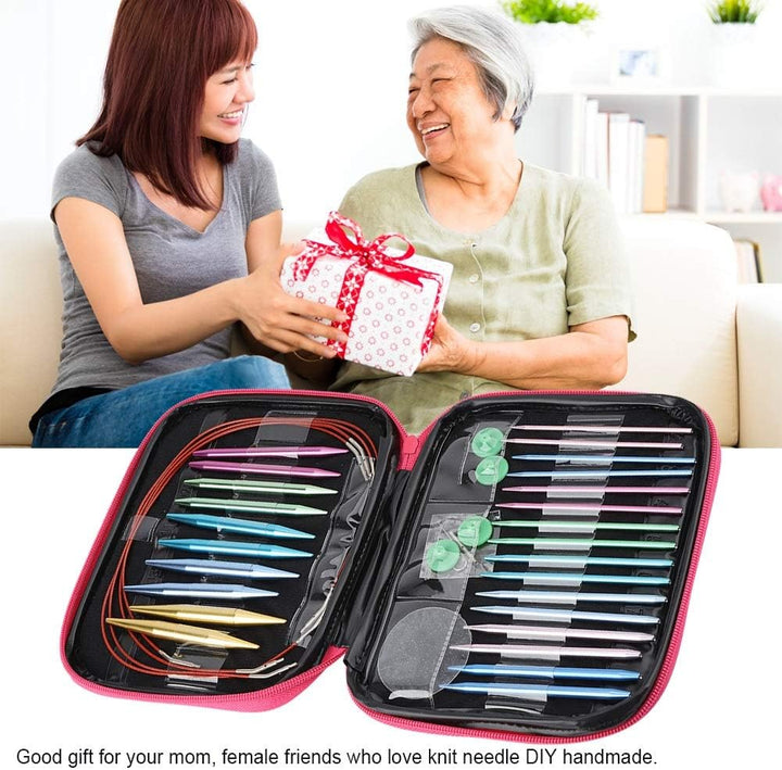 DEWIN Rundstricknadeln Ring Set,Rundstricknadel Sets Austauschbare Rundstricknadel aus Aluminium mit