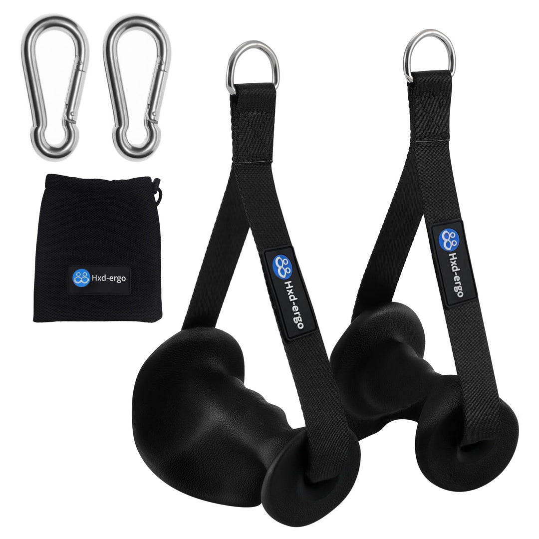HXD-ERGO 2 Stück Einhandgriff für Widerstandsbänder, Fitnessband Griffe mit Metall D-Ring, Ergonomis